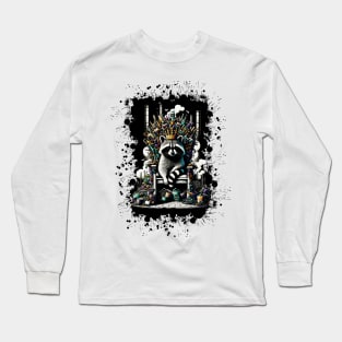 Throne of Trash: The Raccoon King Long Sleeve T-Shirt